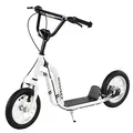 HOMCOM Kinderroller Höhenverstellbar Tretroller mit 12 Zoll Luftreifen, Kinder Roller für Jungen und Mädchen ab 5 Jahre, Scooter Kickscooter Cityroller Weiß