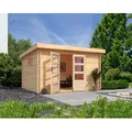 Gartenhaus KARIBU "Trittau 4", beige (naturbelassen), ohne Fußboden, ohne Rück- und Seitenwand, ohne Dacheindeckung, Gartenhäuser, aus hochwertiger nordischer Fichte