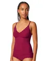 SKINY Damen Spaghetti-Shirt - Top, V-Ausschnitt, Pads, Micro Lovers, Mikrofaser Rot (Beet Red) M