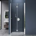 doporro Duschtür Nischentür dusche Duschabtrennung Duschkabine 120x190cm Falttür für Nische ESG-Sicherheitsglas Klarglas inkl. beidseitiger Easy-Clean-Beschichtung Teramo26K