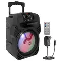 Pyle PA Lautsprecher Bluetooth, Musikbox, Partybox, Karaoke Maschine 400W, 8" Subwoofer, 4 Ohm/55-20kHz, USB/MP3/FM-Radio/ 6,35mm Mikrofoneingänge, Mehrfarbige LED Party Lichter, Akku & Fernbedienung