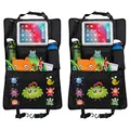 HECKBO 2x Kinder Auto Organizer mit verstellbarer Tablet Tasche mit Touch Folie für bis 20" – Monster Motiv - universal passend