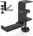 aceyoon Headset Halterung, Faltbar Headset Ständer Tisch Aluminium Kopfhörer Ständer mit Kabel-Organizer Headphone Haken für Gaming Headset (Schwarz)