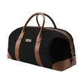 DRAKENSBERG Canvas Leder Weekender 'David' (60cm) große Reisetasche Herren Damen, wasserabweisend, erweiterbar | 60L, Schwarz, DR00246