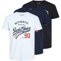 JACK AND JONES JACK&JONES Herren T-Shirt, 3er Pack - JJETHAN TEE CREW NECK, Vintage Logo, Baumwolle