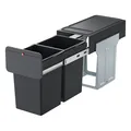 Mülltrennsystem Küche 2x14l schwarz ausziehbar Stahlblech Kunststoff