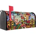 Banjado Amerikanischer Briefkasten Schwarz 48x22x16cm US Mailbox Letterbox Postkasten Stahl Pulverbeschichtet Motiv Funky Town