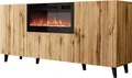 MIRJAN24 Kommode Vamos 180 mit Kamin, Stilvoll Schlafzimmer Kollektion, Highboard, Modern Sideboard (Farbe: Wotan / Schwarz Füße)