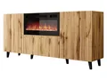 MIRJAN24 Kommode Vamos 180 mit Elektrischem Kamin (mit 3 Türen), Realistische LED-Flamme mit Deko-Kristallen