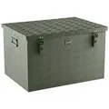 ALUBOX Aufbewahrungsbox Alukiste Transportbox Riffelblech olivgrün matt 1.5mm Stärke (190 Liter), Dichtung und Fangbänder im Deckel - nur 1,5 mm Wandstärke grün 190 l | 78 cm x 47 cm x 59 cm