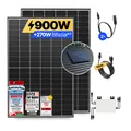 Balkonkraftwerk 900W/800W Solaranlage mit Dach Halterung (Paarmontage) Halterung Steckerfertig WIFI Komplettset Photovoltaik Anlage 800W, Kabellänge: 10m