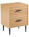 Beliani Nachttisch Holzoptik Hellbraun Lamellenoptik mit 2 Schubladen Metallbeine modern Keith