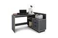 byLIVING Winkelschreibtisch Belfast/Eckschreibtisch Anthrazit/Kanten Eiche Optik Hellbraun/Arbeitsplatte rechts o. Links montierbar / 3 Schubkästen/Schreibtisch / 129 x 83,5 x 105 cm (BxHxT)
