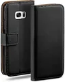 moex Handyhülle für Samsung Galaxy S7 Edge Hülle Klappbar Book Case Schwarz 5,5 Zoll, Klapphülle Kartenfach Flip Cover Handytasche Leder Optik Schutzhülle
