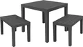 2.03 Gartenmöbel Set PAPUA - Tisch 78x78 cm mit 2 Bänken - Garten Möbel in anthrazit
