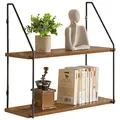 YMYNY Schweberegal Standregal Wandregal mit 2 Etagen in Elegantem Stil, Wandmontage, 60 x 20,5 x 80 cm, aus Holz und Metall, Lagerregale für Schlafzimmer, Küche, Wohnzimmer, Badezimmer HD-HRF-TM011