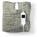 Nedis - Elektrische Heizdecke Grau Fleece Wärmeunterbett Kuschel Abschaltautomatik