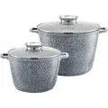 SET VON 2 10L + 14L MARMURAL COOKS ZILNER GREY ZL-8547, alle Arten von Herden, Induktion, Geschenk, wirtschaftliche Kochen, große Kapazität - Grau