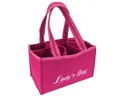 Marabellas Shop Tragetasche Flaschenträger aus Filz pink mit 6 Fächern Frauenhandtasche Ladys Bag, mit Tragegriffen