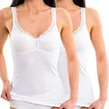 HERMKO 2er Pack Damen BH-Hemd - Unterhemd mit Spitze für Cup B + C - Weicher, hochwertiger Baumwolle/Modal Mix 175803850, Farbe:weiß, Größe:52/54 (XXL)