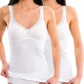 HERMKO Unterhemd 175803850 2er Pack Damen BH-Hemd mit Spitze - Unterhemd ohne Bügel, weiß