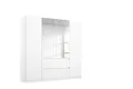 Rauch Möbel Nidda, Drehtürenschrank mit 2 Schubkästen, 2 Spiegeltüren, Kleiderschrank weiß, Garderobe, 4-türig, grifflos mit Push-to-Open-Funktion, Farbe Alpinweiß, 181x197x54cm