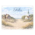 Küstenlandschaft Föhr Souvenir Metallschild in 15x20 cm mit Kirche Maritime Dekoration - ein originelles Küstengeschenk