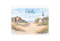 speecheese Metallschild Küstenlandschaft Föhr Souvenir Metallschild in 15x20 cm mit Kirche