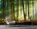 Wald Fototapete 312x219cm Schlafzimmer Wohnzimmer Grün Wandbild