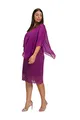 Ulla Popken Damen große Größen Übergrößen Plus Size Abendkleid, Chiffon-Cape, Jersey, Spitzensaum, 3/4-Arm Beere, 800820, 50-52