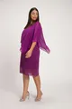 Ulla Popken Abendkleid Abendkleid Chiffon-Cape Jersey Spitzensaum 3/4-Arm, beere