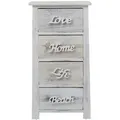 Mobili Rebecca - Rebecca Mobili Nachttisch Nachtkästchen 4 Schubladen Hellgrau Shabby 73x37x27