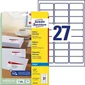 AVERY Zweckform J4792-25 Etiketten DIN A4 Weiß 63,5 x 29,6 mm 25 Blatt à 27 Etiketten