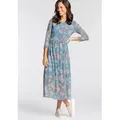 Laura Scott Meshkleid wadenlang, ausgestellt, aus Mesh, 3/4-Ärmel blau 38