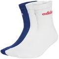 adidas Performance Sportsocken Linear Crew Cushioned (Baumwolle) weiss/blau - 3 Paar 46-48
