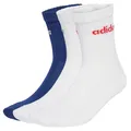 adidas Sportsocken Linear Crew Cushioned (Baumwolle) weiss/blau - 3 Paar, Größe: 46-48