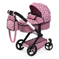 Bayer Design 17076AB Puppenwagen Xeo mit Tasche, höhenverstellbarer Griff, Schwenkschieber, wandelbar als Puppenjogger, bewegliche Vorderräder, integrierter Korb, Nordisches Rosa