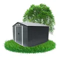 Grindi - Gerätehaus Metall Sorbus IV - Gartenhütte - Gartenhaus - Geräteschuppen 303x301x214 cm Schiebetür - Garten Schrank - Fahrradgarage - Shelter - Gartengerätehaus - Tiny House