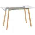 HOMCOM Esstisch Glas Küchentisch 120 x 60 cm Esszimmertisch für 4 Personen Moderner Tisch mit Stahlbeine für Esszimmer, Küche, kleine Räume Transparent