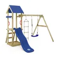 Wickey Spielturm TinyCabin - Klettergerüst mit Schaukel & Rutsche für Kleinkinder, Garten - Kletterturm mit 10 Jahren Garantie*, Blau / Blau