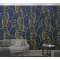 Marburg Vliestapete Floral Blattmuster Blau-Gelb 270 cm x 159 cm FSC