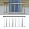 ECD Germany Französischer Balkon 90x184 cm mit 14 Füllstäben, Silber glänzend, aus Edelstahl, Balkongeländer Stabgeländer Balkonbrüstung Balkongitter Fenstergeländer Außen Fenstergitter Fensterschutz