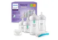 Philips AVENT Babyflasche Natural Response Flaschen-Set Air-Free Ventil SCD657/11, 4 Flaschen mit AirFree-Ventil, ultra soft Schnuller, Flaschenbürste