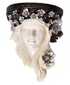 PALAZZO INT Wandkonsole Jugendstil Mädchenkopf – Luxuriöse Wanddekoration mit Blumenkranz, Handbemalt, Polystein, IS009, 26 cm Höhe