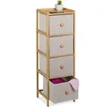 Relaxdays Kommode Bambus Beige mit 4 Schubladen 94 cm x 31 cm x 30 cm 4,5 kg