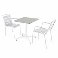Set Gartentisch aus Betonlaminat und 2 weiße Sessel - Oviala Opéra