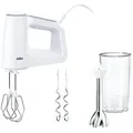 Braun Handmixer Braun HM 3107 WH MultiMix 3 Handmixer mit Stabmixer-Aufsatz