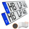L & P Car Design KFZ Kennzeichen 2 Stück 46cm x 11cm in Carbon Optik Nummernschild 460mm x 110mm Wunschkennzeichen DIN Autokennzeichen Fahrradträger Anhänger LKW Wunschprägung amtliches Autoschild