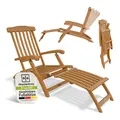 Juskys Sonnenliege Evia - klappbar für Garten & Terrasse, geöltes Akazienholz für natürliche Optik & langlebige Nutzung, 196x54x95 cm in Natur