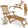 Juskys® Sonnenliege Evia wetterfest klappbar geöltes Akazienholz Natur